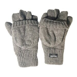 Thinsulate 40g Insulation Convertible Fingerless Mitten Gloves Grey Marl Knit